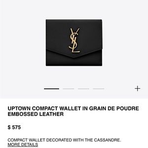 Saint Laurent Uptown Compact Wallet - GRAIN DE POUDRE EMBOSSED LEATHER